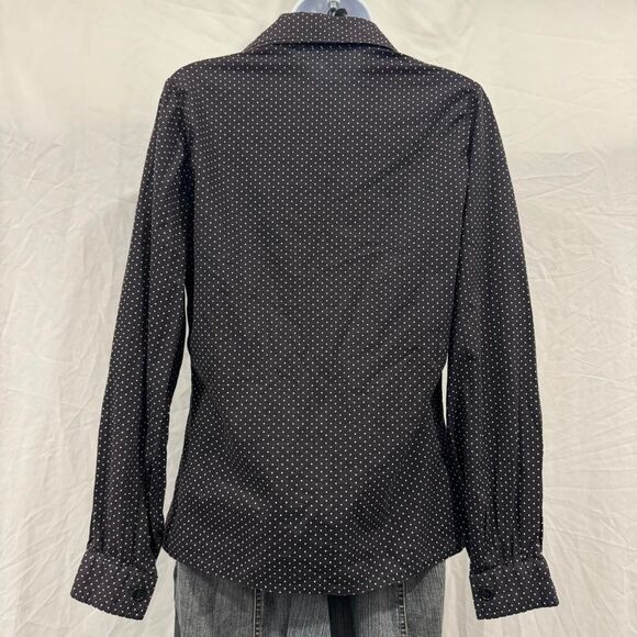 Vintage Y2K Liberty of London Black Polka Dot Button Down Blouse Cotton - Picture 6 of 8
